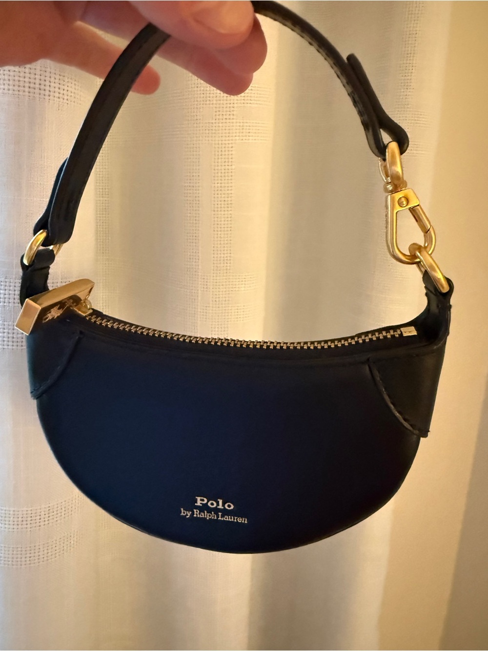 Polo by Ralph Lauren Black Crescent Wristlet with Gold Hardware never used